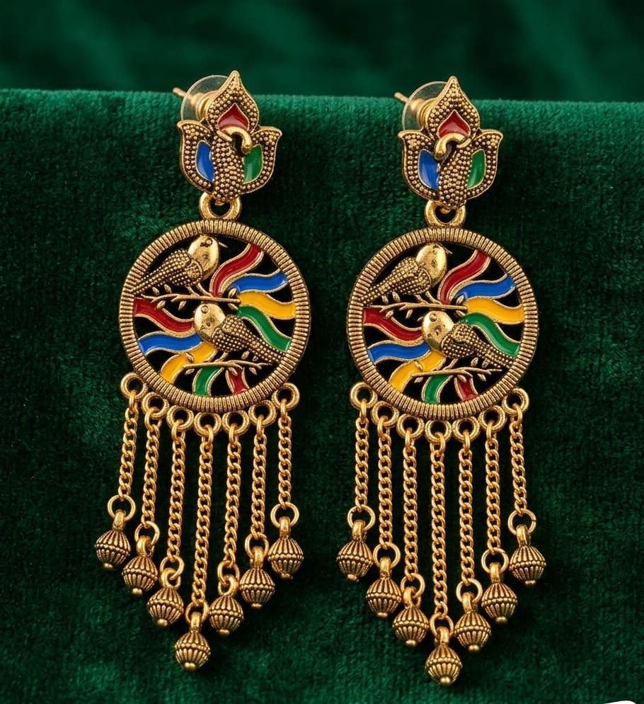 Enamel Statement Earrings for Festive Wear