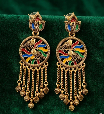Enamel Statement Earrings for Festive Wear