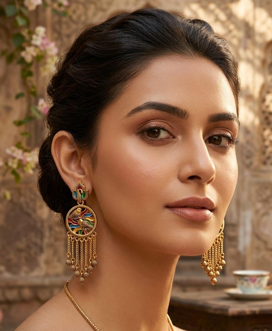 Enamel Statement Earrings for Festive Wear