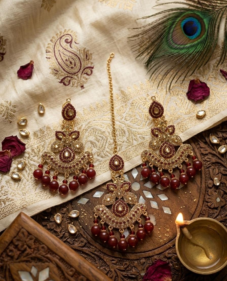Maang Tikka Earrings Set
