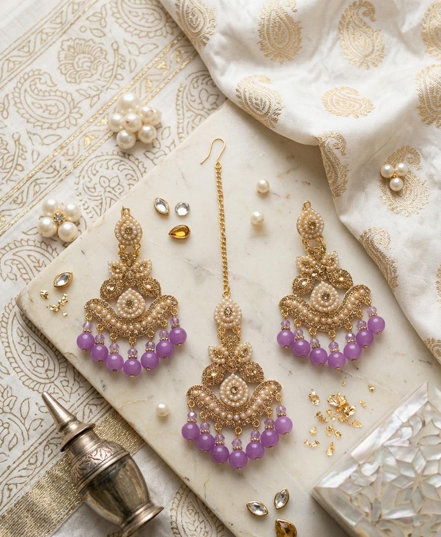 Maang Tikka Earrings Set