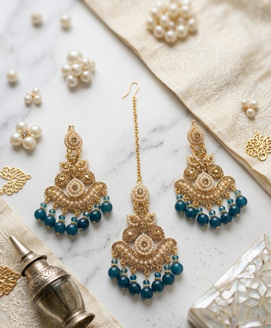 Maang Tikka Earrings Set