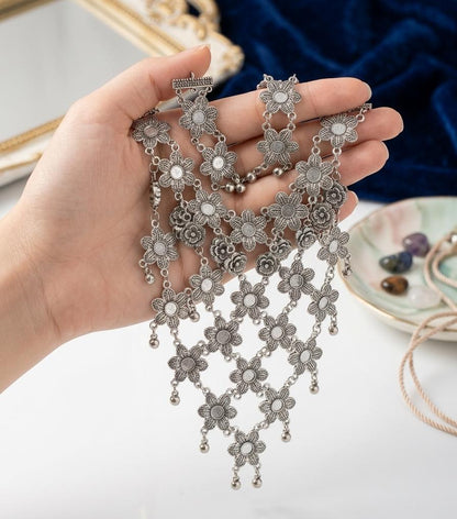 Traditional Layered Silver Bib Necklace