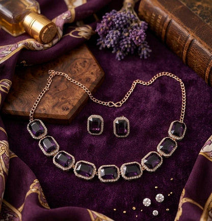 Empress Emerald Cut Crystal Necklace Set