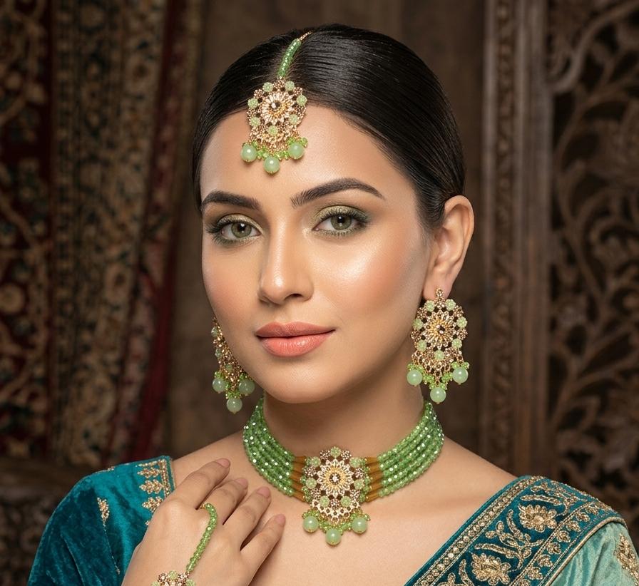 Indian Steel Kundan Jhumka with Saharay Oxidized Silver Jhumki Earring with Ear Chain Traditional Bridal Jewelry Gift for Her