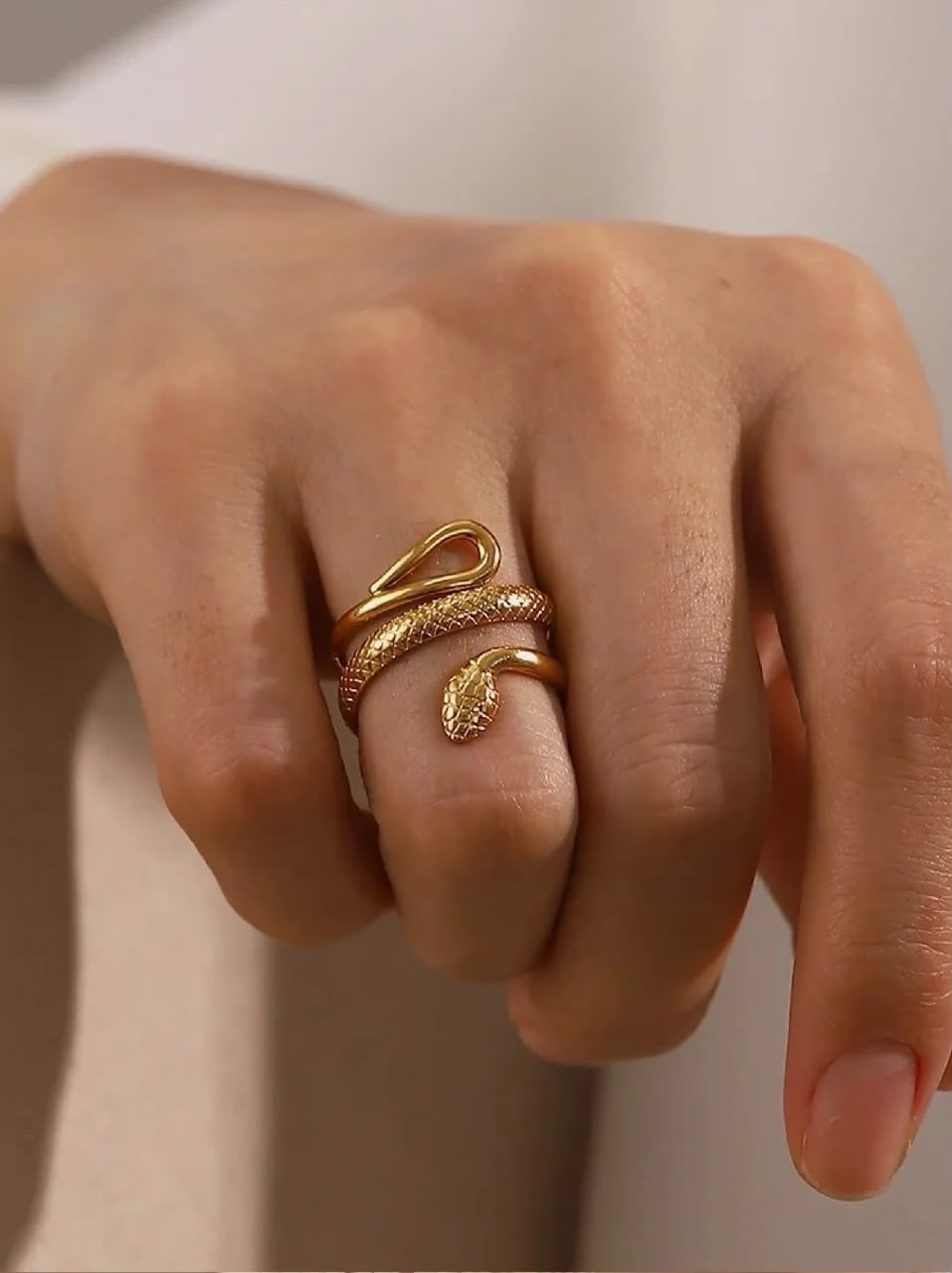 Textured Snake Serpent Ring