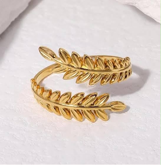 Stainless Steel Gold Leaf Wrap Ring