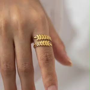 Stainless Steel Gold Leaf Wrap Ring