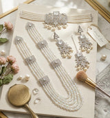 Silver Choker Set Crystal Mala