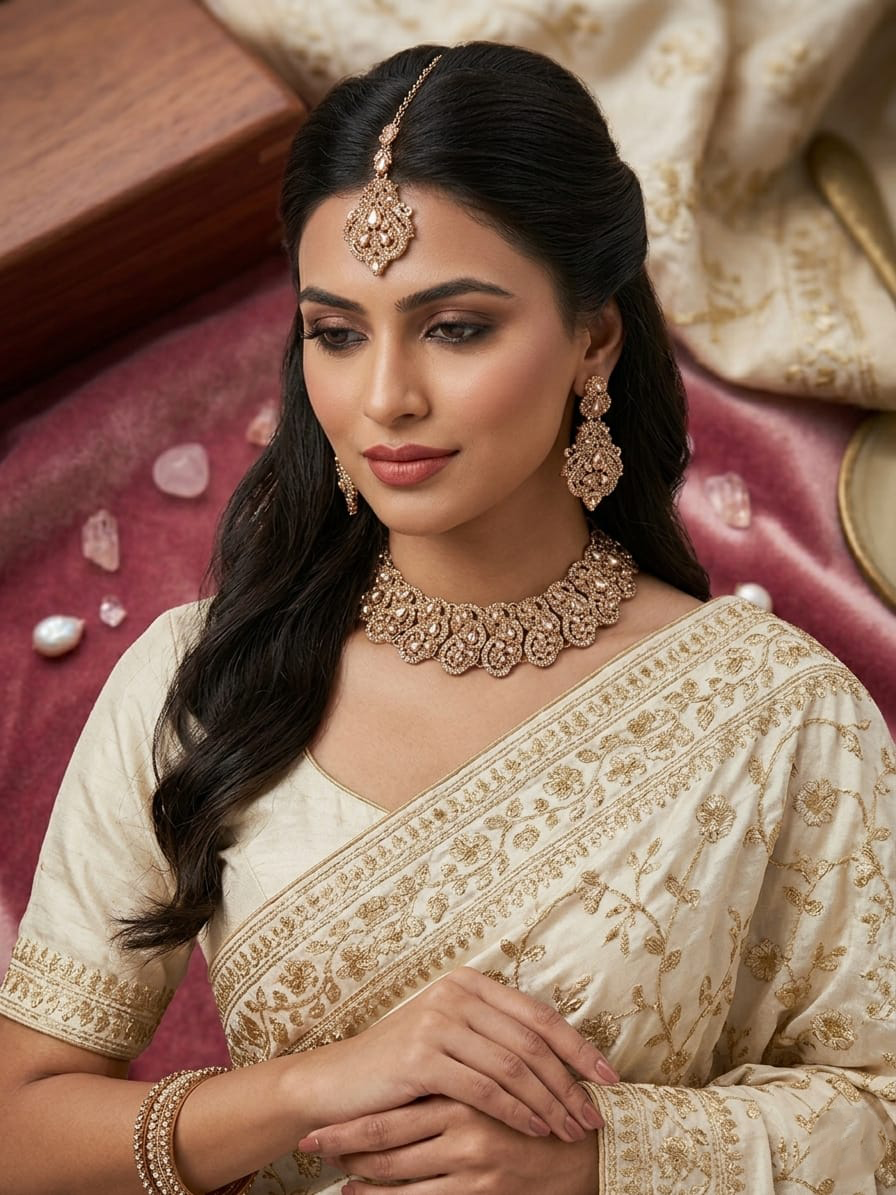 Indian 3 Piece Jhunki & Necklace Set