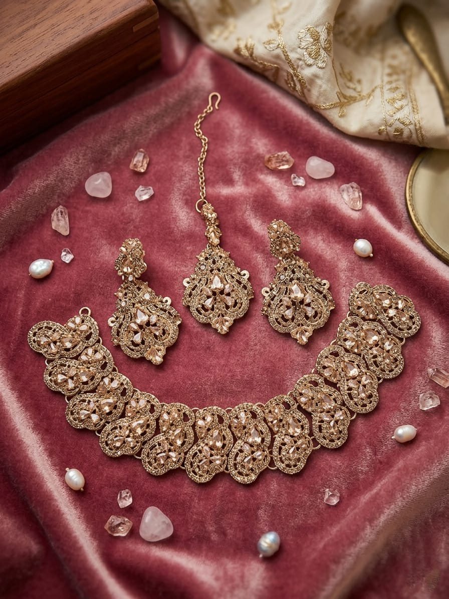 Indian 3 Piece Jhunki & Necklace Set